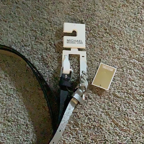 Michael Kor’s 2 for 1 Belt Set Silver & Black